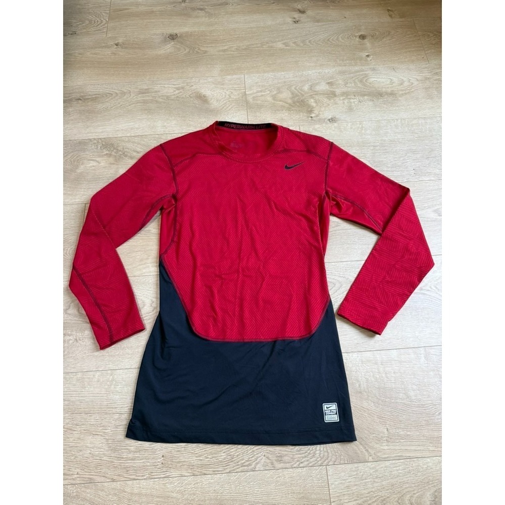 EUC Mens Nike Pro Combat hyperwarm lite compression long sleeve dri-fit red sz L